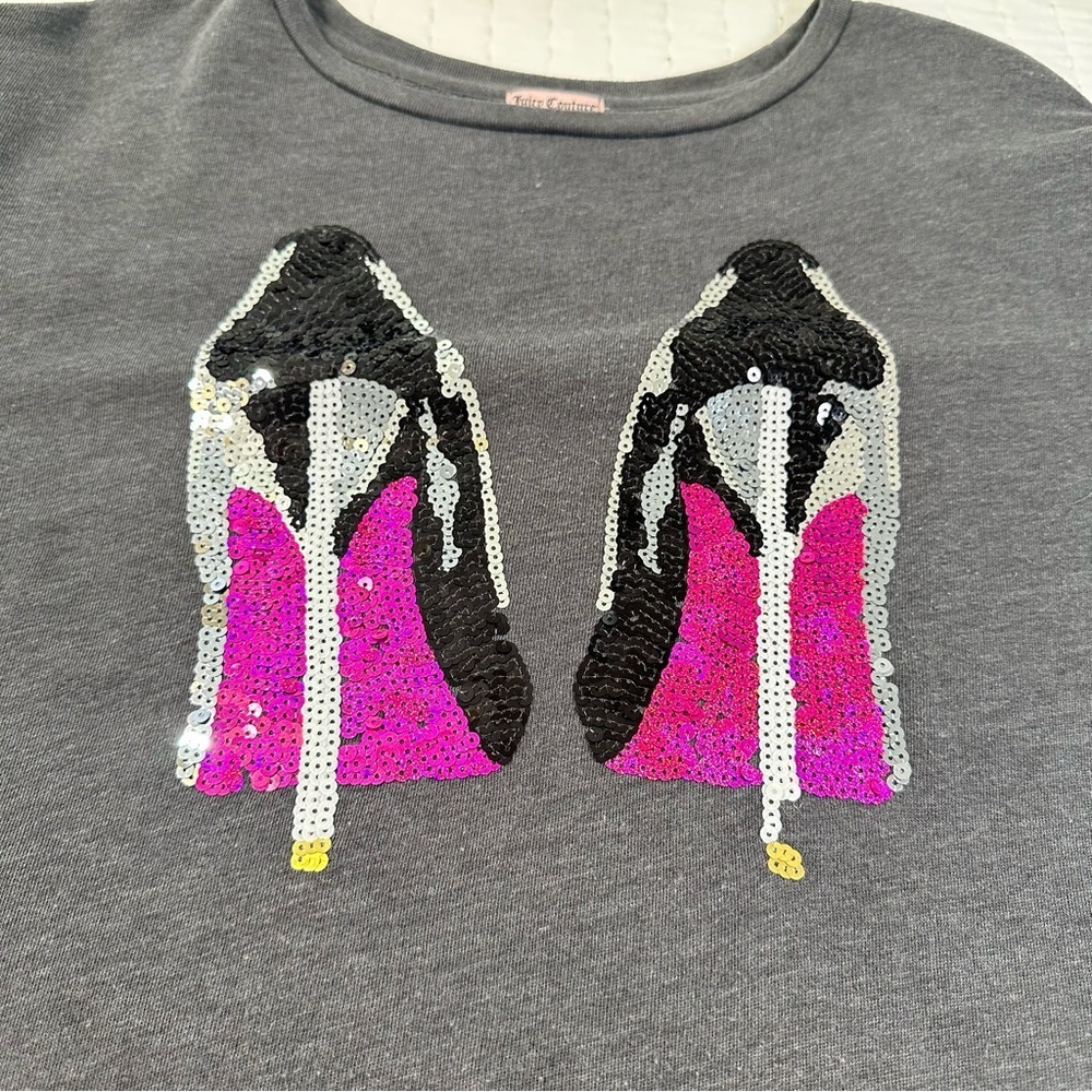 Juicy Couture Vintage Sequins Pump High Heels Gray Long Sleeve Sweater - Picture 6 of 14
